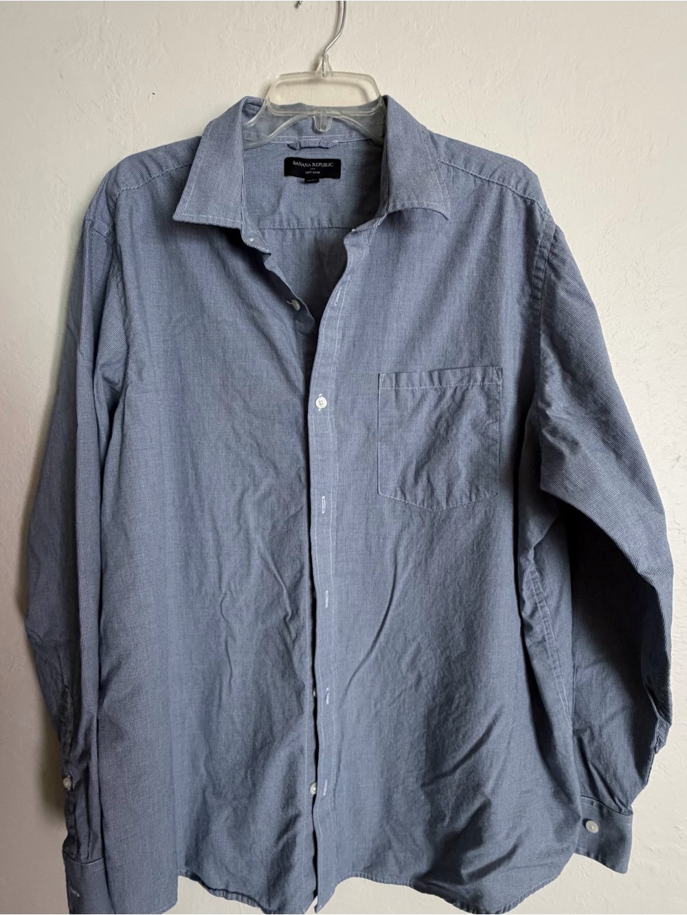 Banana Republic Men's Blue Button-Front Dress Shirt Sz XXL Like New Soft Wash